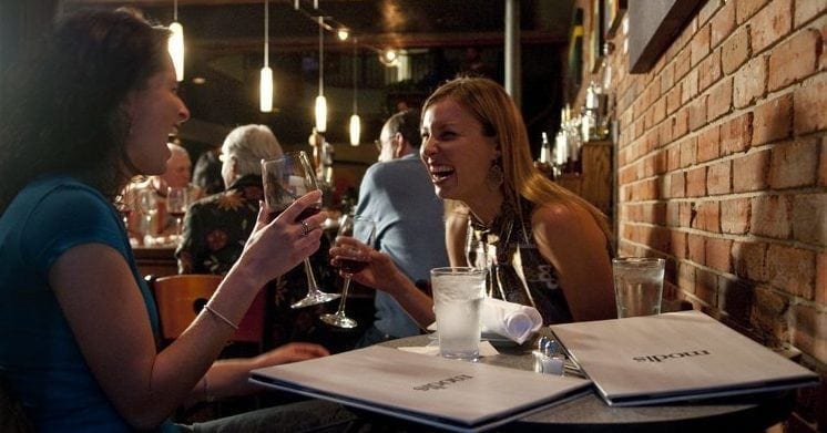 10 Best Restaurants In Breckenridge That Bring Dining To The Next Level Women Laughing While Drinking At Modis In Breckenridge One Of The Best Restaurants