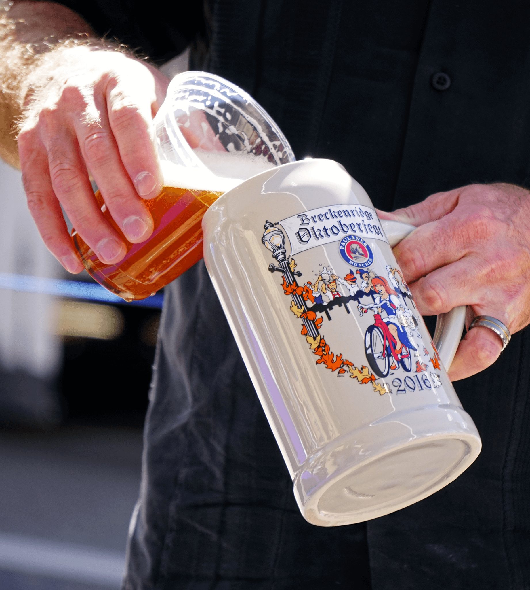 Fall Oktoberfest in Breckenridge, pouring beer in a stein