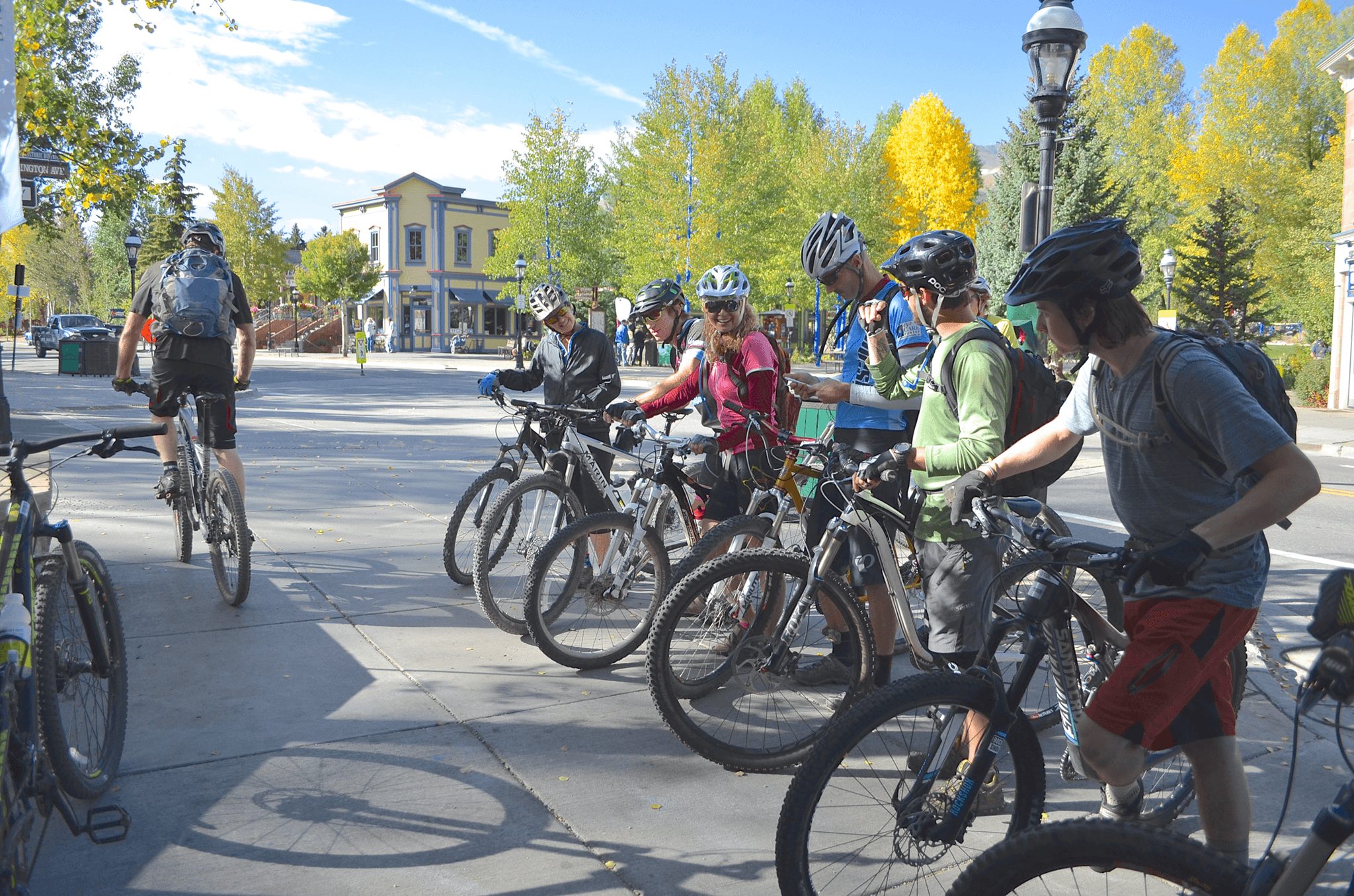 A group of road bikers in Breckenridge.