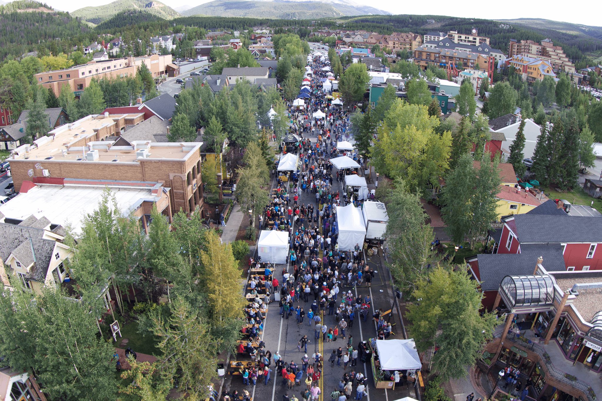 The view during Breckenridge Oktoberfest, the biggest event during fall in Breckenridge.