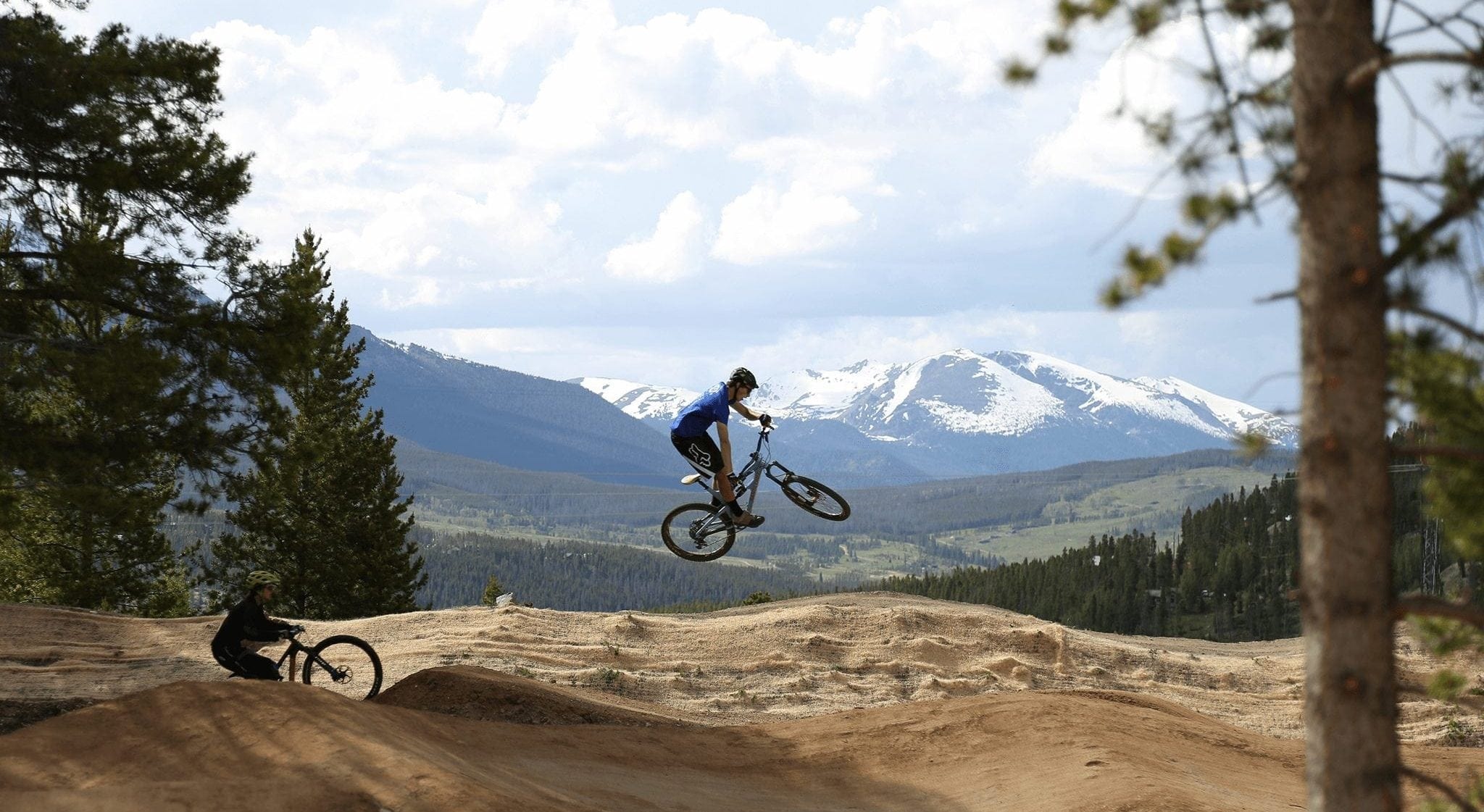 A biker catching air at Wellington Bike Park.