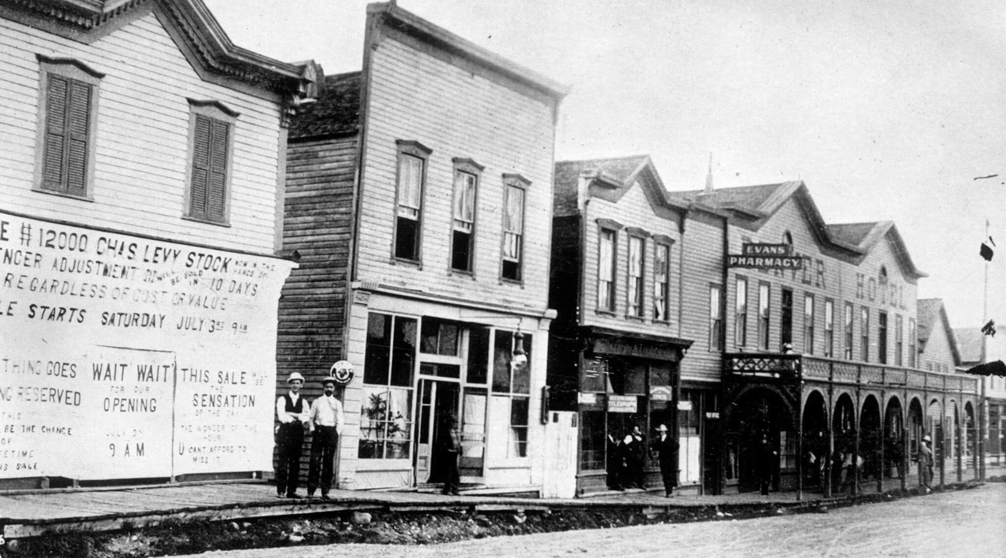 Black and white photo of Historic Breckenridge Colorado