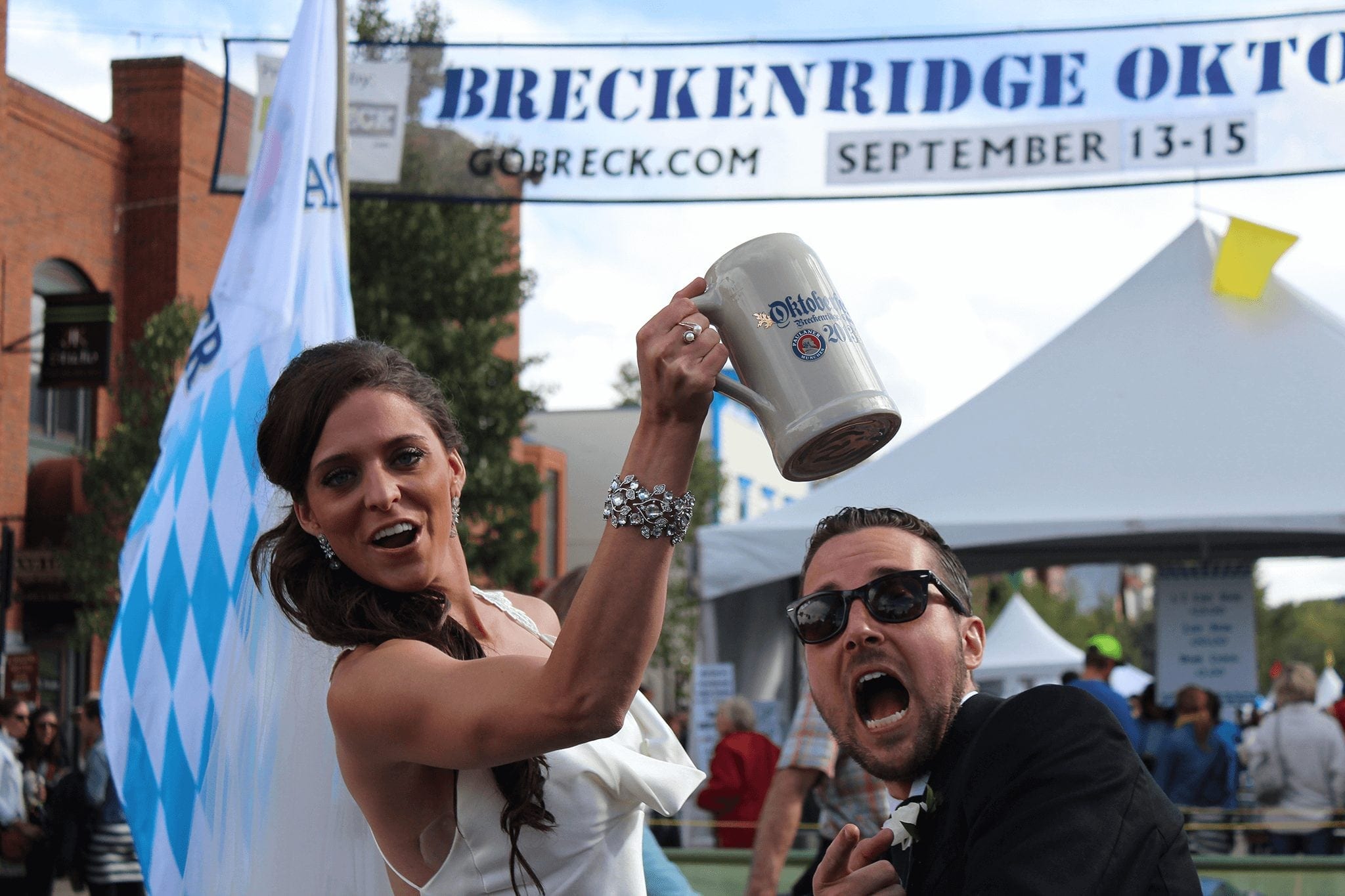 A bride and groom getting hitched in Breckenridge.