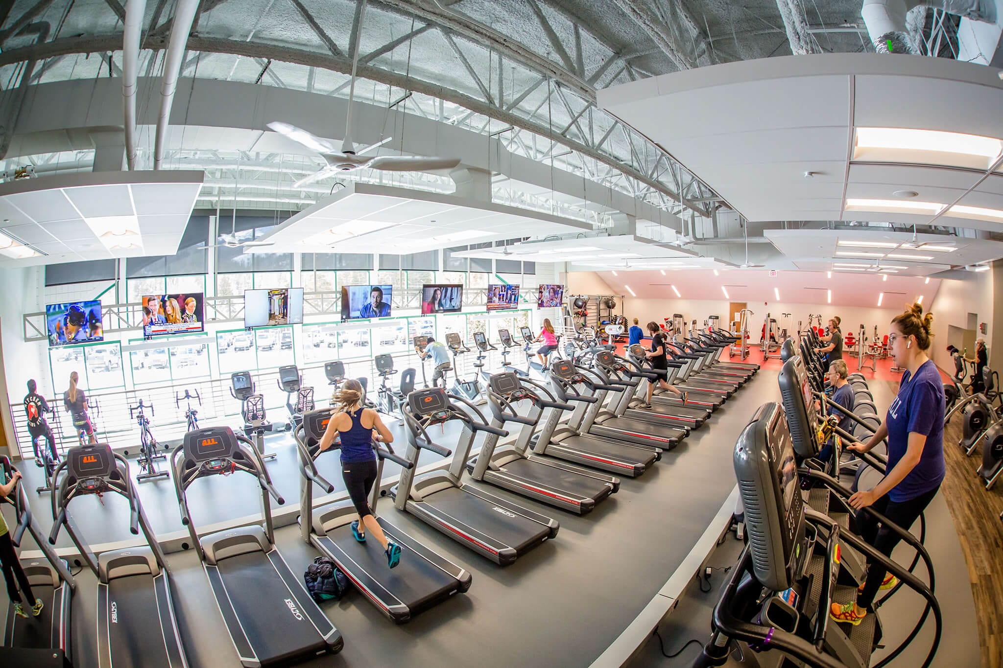 People using the new Treadmill Room at the Breckenridge Recreation Center