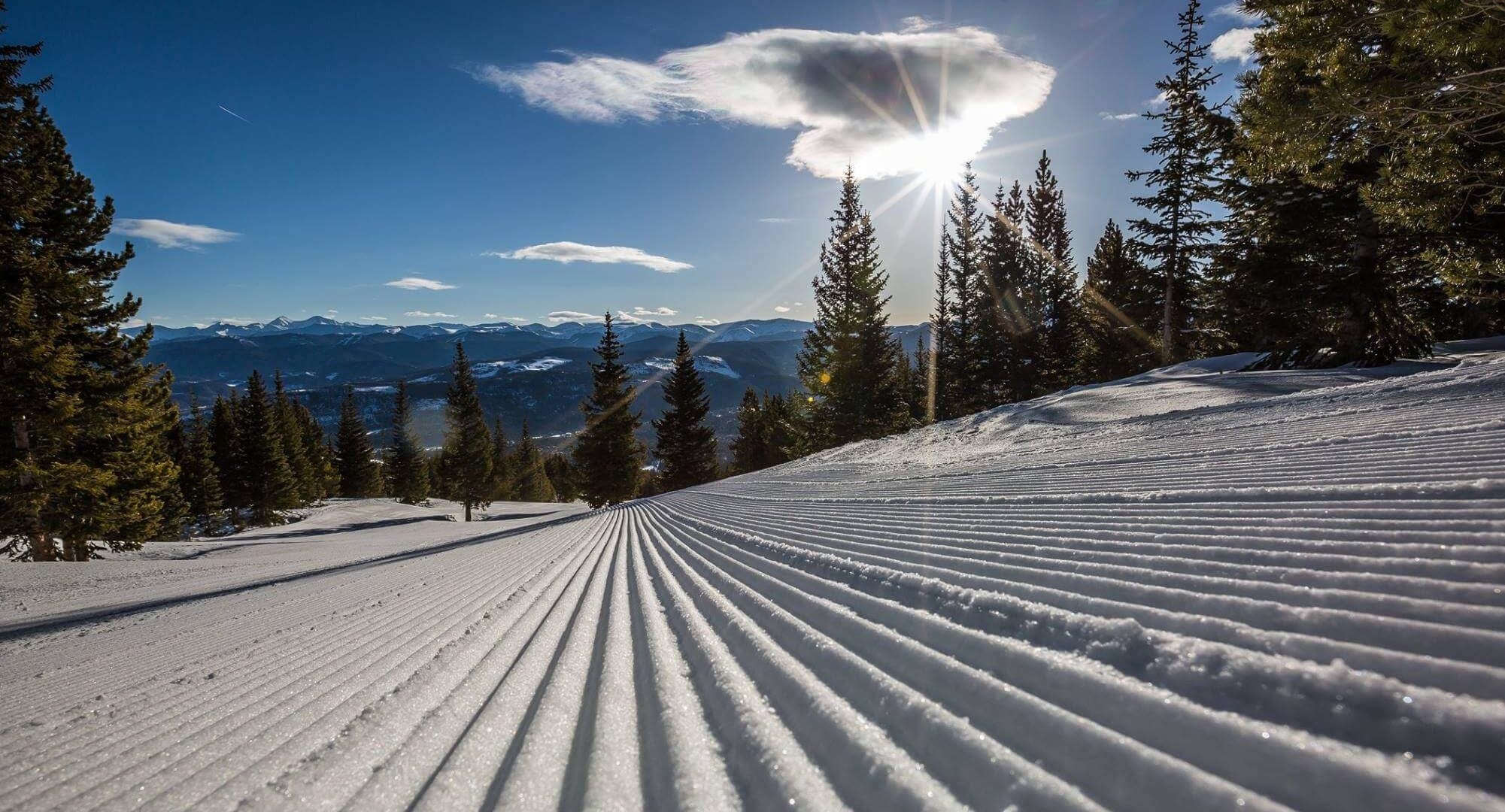 Fresh corduroy on the Breckenridge ski slopes