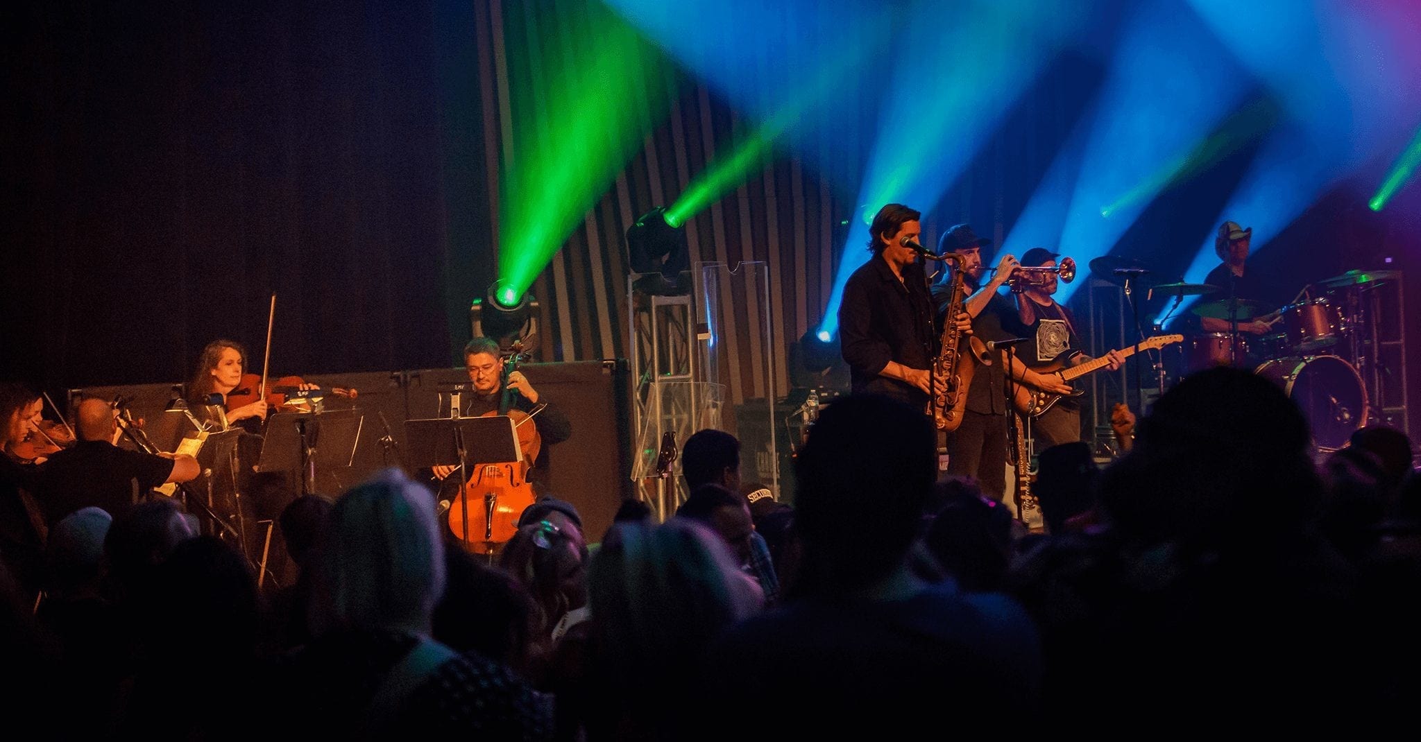 Members of the Festival Chamber Orchestra perform with The Motet.
