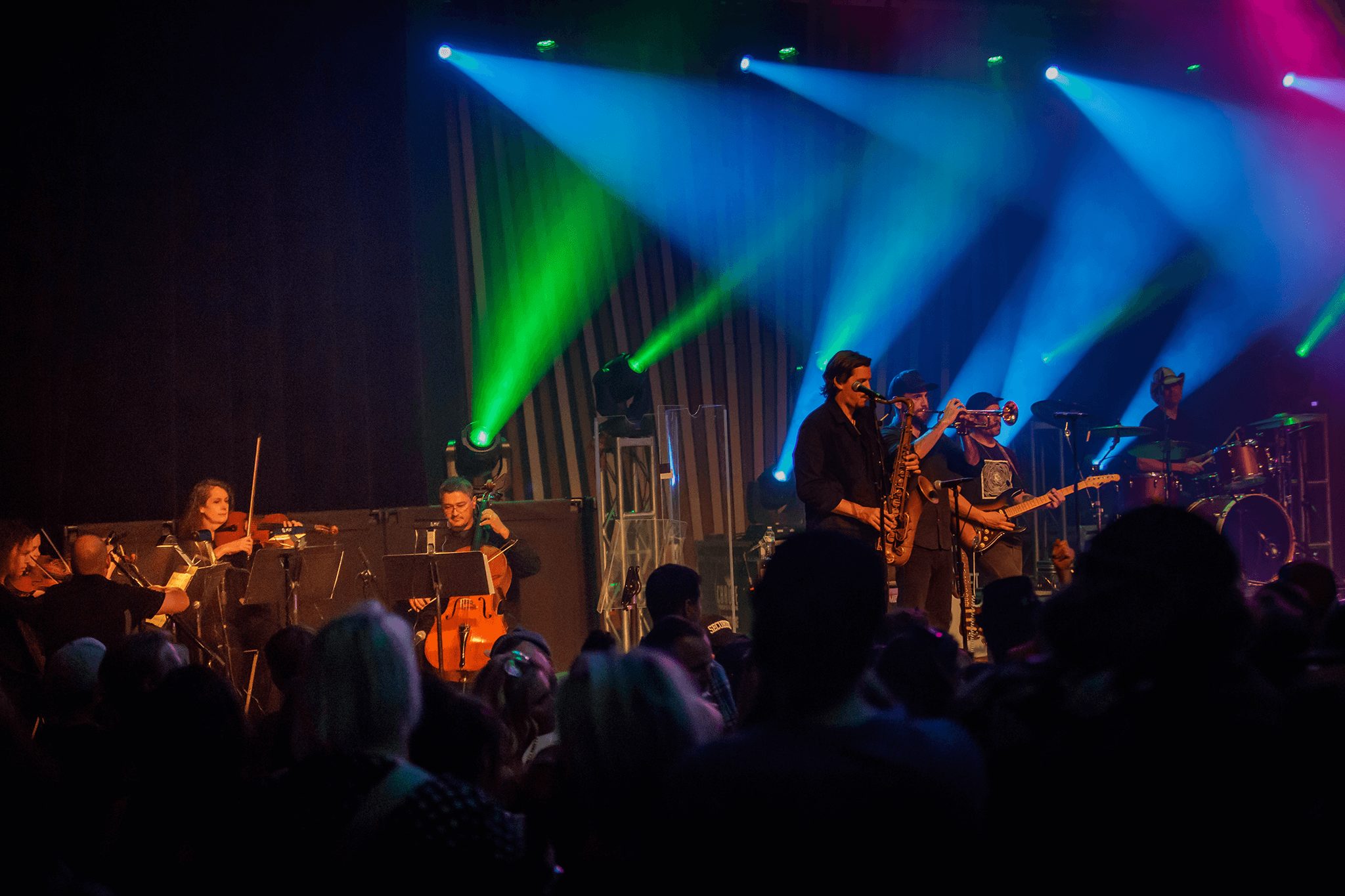 Members of the Festival Chamber Orchestra perform with The Motet.