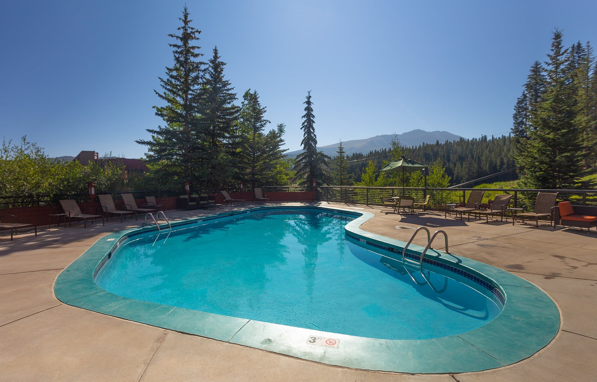 The pool area for Building 4 at Beaver Run Resort.